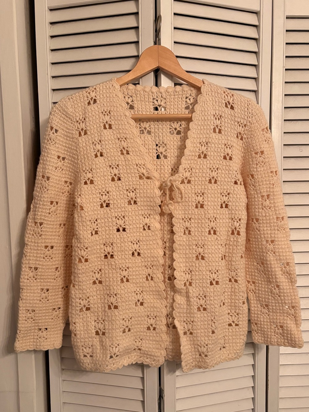 Cream Crochet Knit Women's Cardigan Sweater